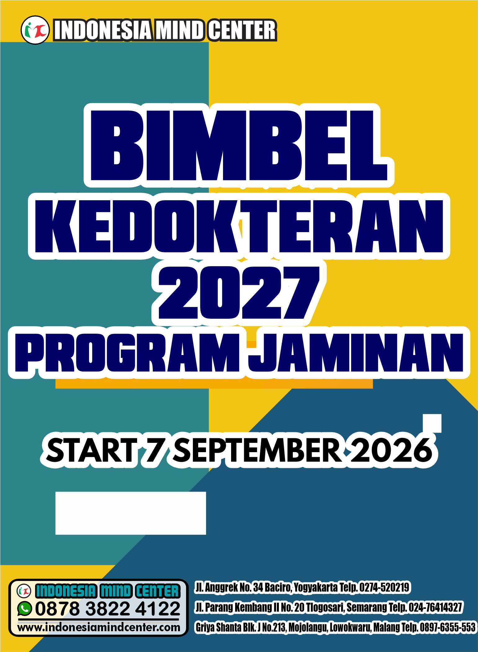 BIMBEL KEDOKTERAN 2027 PROGRAM JAMINAN. START 7 SEPT 2026.